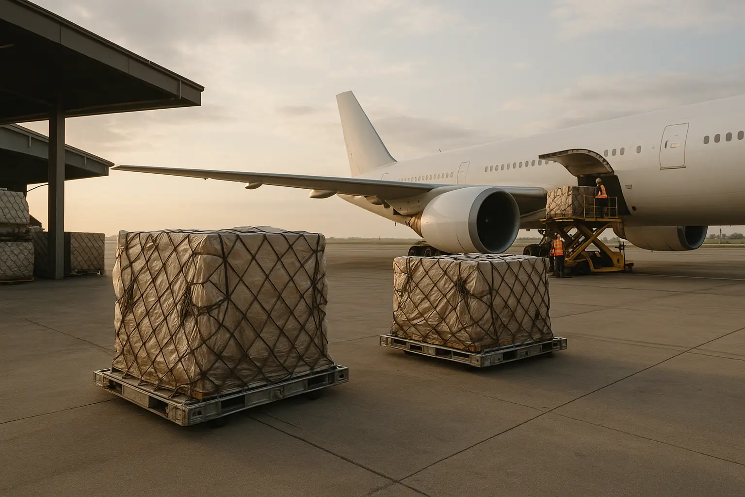 תמונה המציגה משלוח אווירי בתהליך שילוח אווירי בינלאומי