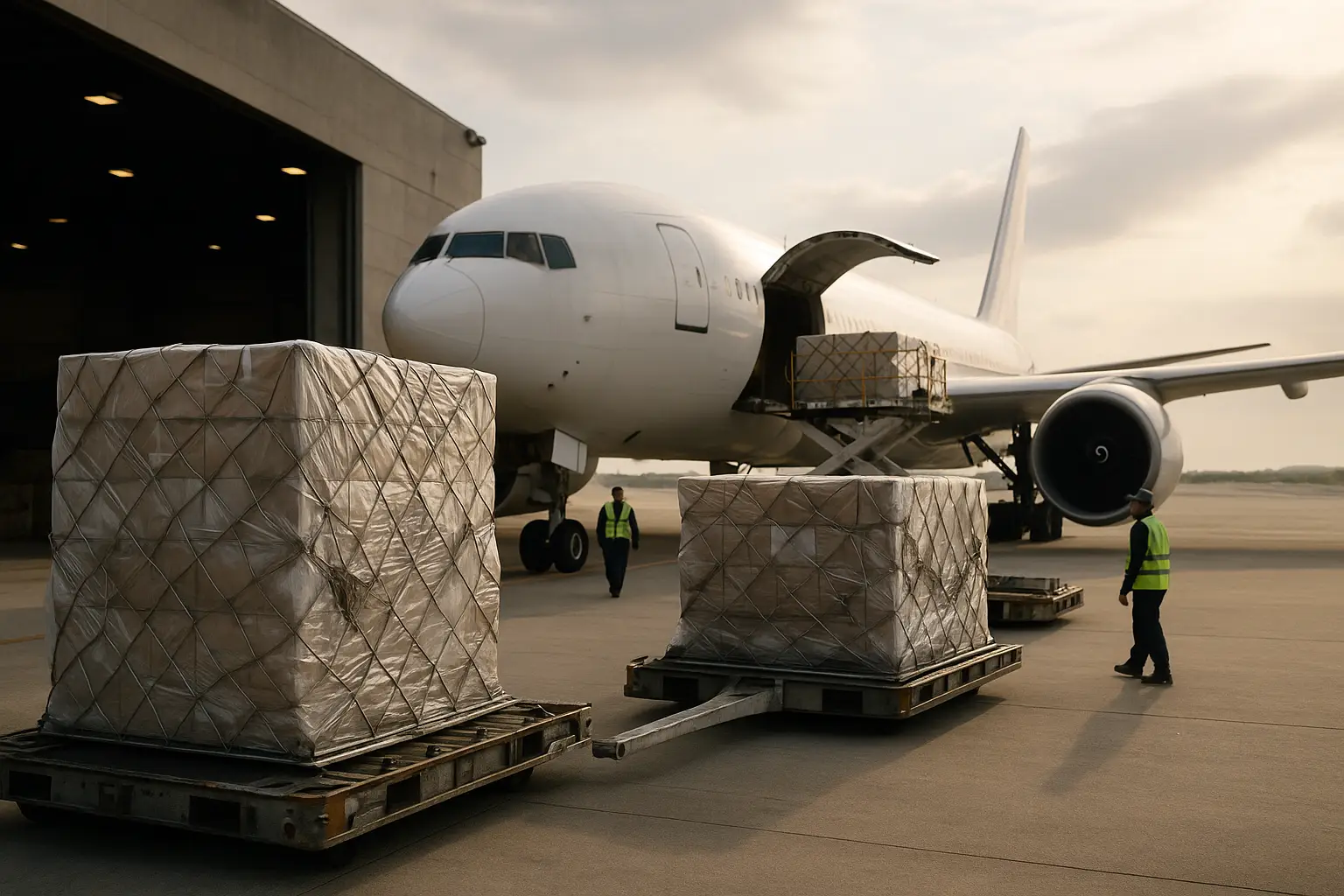 תמונה המציגה שילוח אווירי מחירים בתהליך שילוח אווירי בינלאומי